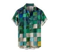 EMUKFD Camisa a Cuadros con botones Camisa roja con botones para niños Camisas de Playa Camisas de Estilo hawaiano para Hombres Camisas de Verano para Hombres Green