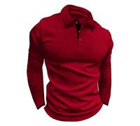 EMUKFD Camisa de Golf para Hombre, Polos para Hombre, ropa de Golf de Manga Larga, dri fit, Manga Larga para Hombres, Camisas de Manga Larga con Cuello para Hombres Red