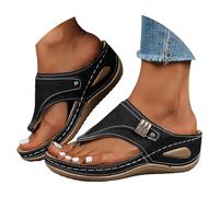 EMUKFD chunky sandals for women Wedge Flip Flops Wide Fit New Summer Non-Slip Beach Shoes Toe Post Slippers Orthopedic Anti-Slip Walking Sandals Arch Support Outdoor Thong Slides