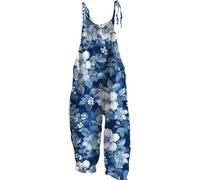 EMUKFD coord Sets for Women UK Dungarees Wide Leg Boho Print Jumpsuit Floral Loose Fit Playsuits Cotton Linen Summer Beach Sleeveless Rompers Bib Overalls Baggy Casual Holiday Trousers Leisure Wear