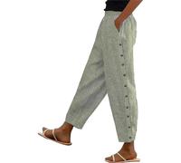 EMUKFD Cropped Trousers Women Wide Leg Linen Trousers Holiday Beachwear Ladies Casual Striped Capris Pockets Drawstring Lightweight Palazzo Pants Elasticated Waist Cropped Trouser Work Slacks