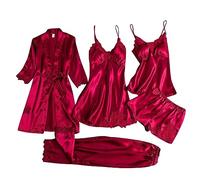 EMUKFD dress womens silk pajamas dress women silk lace robe dress sleepwear nightdress pajamas set women pajama set
