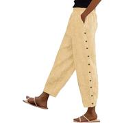 EMUKFD Flared Trousers Women Plus Size Trousers for Women Work Slacks Ladies Casual Striped Capris Pockets Elasticated Waist Cropped Trouser Drawstring Lightweight Palazzo Pants Holiday Beachwear