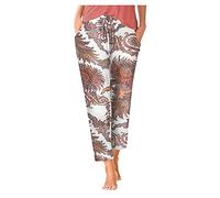 EMUKFD Jersey Trousers for Women UK Hippie Bohemian Ladies Yoga Pants High Waist Baggy Patterned Tie Dye Elephant Beach Harem Trouser Holiday Casual Pyjamas Bottoms Thai Indian Gypsy Festival Clothes