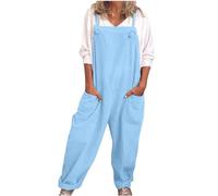 EMUKFD Maternity Dungarees Womens Baggy Dungarees with Pockets Casual Jumpsuit Spring Summer Lounge Outfits Travel Walking Loose Strappy Work Overalls Sleeveless Oversized Solid Playsuit Leisure Wear