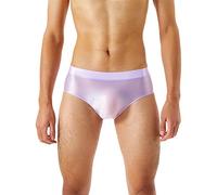 EMUKFD Mens Crotch Seamless Glossy Silky High Elastic Plus Size Stretchy Mens Briefs Underwear Sexy Breathable Underpants Purple