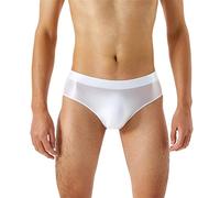 EMUKFD Mens Crotch Seamless Glossy Silky High Elastic Plus Size Stretchy Mens Briefs Underwear Sexy Breathable Underpants White