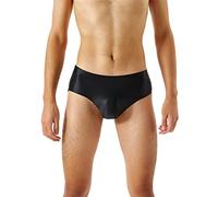 EMUKFD Mens Crotch Seamless Glossy Silky High Elastic Plus Size Stretchy Mens Briefs Underwear Sexy Breathable Underpants Black