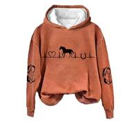 EMUKFD Oversized Hoodies for Women, Uk Casual Drawstring Long Sleeve, Cute Print Drawstring Hood Long Sleeves Plus Size Sweatshirt Hearts Print Jumpers Fall Classic Tops
