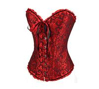 EMUKFD renaissance corset Red Black Sexy Boned Vintage Steampunk Overbust Waist Cincher Lace up Satin Bustier Gothic Underbust Body Push Up Shaper Bridal Lingerie Halloween Party Burlesque Costumes