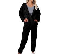 EMUKFD tracksuit women,Black Full Zip Hooded Sweatshirts Joggers Bottoms Two Piece Outfit Co Ord Sets Cozy Lounge Wear Activewear Leisurewear Airport Outfits Y2K Autumn Winter Fashion Clothing