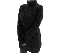 EMUKFD Turtle Neck Long Jumpers Dresses for Women Oversized Cable Knit Jumper Dress Women's Jumper Knitted Sweater Dress Turtle Neck Long Sleeve Pullover Midi Dress Fall Winter Pullover Jumpers