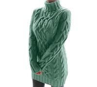 EMUKFD Turtle Neck Long Jumpers Dresses for Women Oversized Cable Knit Jumper Dress Women's Jumper Knitted Sweater Dress Turtle Neck Long Sleeve Pullover Midi Dress Fall Winter Pullover Jumpers