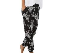 EMUKFD Viscose Trousers for Women Hippie Bohemian Ladies Yoga Pants High Waist Baggy Patterned Tie Dye Elephant Beach Harem Trouser Holiday Casual Pyjamas Bottoms Thai Indian Gypsy Festival Clothes