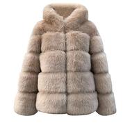 EMUKFD Women Faux Fur Coat Shaggy Lapel Cardigan Cropped Autumn Winter Jacket Warm Short Parka