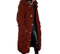 EMUKFD Women Open Front Cardigan Cable Knit Sweaters Solid Color Lightweight Long Sweater Coats Button Outwear with Pockets Autumn Winter Loungewear