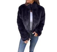 EMUKFD Womens Faux Fur Jackets Zip Up Winter Warm Furry Cropped Coats Long Sleeve Fluffy Shaggy Party Going Out Y2k Club Outerwear Fleece Sherpa Fuzzy Thicked Cardigan 2025 Fashion Clothing Black