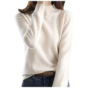 EMUKFD Women's Fisherman Cable Long-Sleeved Crewneck Sweater（Beige，M）
