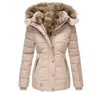 EMUKFD Womens Puffer Parka Faux Fur Coat, Thickened Down Jacket, Parka Hooded Long Puffer Coat for Winter, Winter Faux Fur Hood Puffer Down Coat, Lady Thick Quilted Padded Jacket Zip Parka Coat