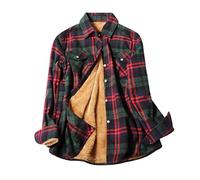 EMUKFD Womens Sherpa Fleece Lined Flannel Jacket Button Down Plaid Flannel Shirt Jacket