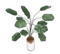 EMUKOEP 1:12 Dollhouse Miniature Plant Mini Bonsai Green Banana Tree in Glass Bottle for Dollhouse Living Room Decoration and Role Playing Games (Large)