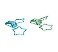 EMUKOEP 100Pcs Star Clips Strong Tightening Force Cute Cartoon Sturdy Metal Paper Clamps For Account Blue Green