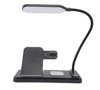 EMUKOEP 15W fast smartphone wireless charger stand with lamp, 3 in 1 multifunctional phone watch earbuds travel charging station for nature light home reading