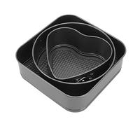 EMUKOEP 3 Piece Carbon Steel Cake Shape Set, Round, Heart Shape, Square, Easy Solve Double Coated Spring Set for Kitchen (20/22/24)