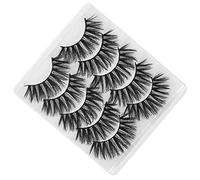 EMUKOEP 5 Pairs 6D False Eyelashes, Handmade Long Extension Lashes Reusable Fiber, with Comfortable Fit for Dating Party Daily Use (GL703)