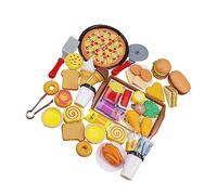 EMUKOEP 56Pcs Western Food Toy for Kids, Simulation Play Food Set, Kitchen Toy Accessories for Creative Role Play, Fun and Engaging Educational Food Toys