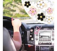 EMUKOEP 6 Pcs Flower Car Vent Clips, Colorful Aromatherapy Air Freshener Decorations with 3 Fragrance Pads, for Car Air Vent AC Decor (Whitepowderblackmix)