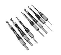 EMUKOEP Alloy Steel Construction Woodworking Square Hole Bit Set, Efficient Chip Removal Design for Mortise Attachment, Versatile Sizes 7PCS with Buffer Pads and Storage Boxes