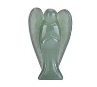 EMUKOEP Beautiful Clear Quartz Crystal Angel Figurine with Healing Power, Perfect for Home Decoration and Spiritual Healing. (Green Aventurine Material)