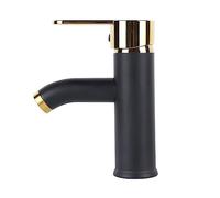 EMUKOEP Black Gold Wash Basin Faucet, Single Handle, Stainless Steel, Modern Style, Deck Mount, Single Hole, 4.5 Inch Reach, Ideal for Sinks & Wash Basins