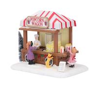 EMUKOEP Christmas Light-Up Musical House, Snowy Food Truck & Snow House Figurines Creative Christmas Decorations & Ideas with Popcorn Theme (Popcorn)