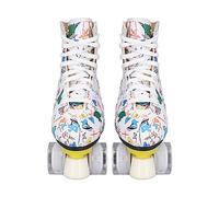 EMUKOEP Double Row Roller Skates - Graffiti White 4 Wheel Skates for Kids and Adults, Quality Roller Skates for Beginner and Advanced Skaters - Modern and Comfortable (36)