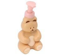 EMUKOEP Empty liquid hand Soap Donor bottle, shampoo hair Cream, shower cup, Pumping Pin For hand Wash, Cartoon bear shape (Small milk tea color)