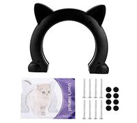 EMUKOEP Fish Bone Pattern Cat Door, Durable ABS Material, Cat Passage Door for Scratch-Free Entry/Exit, 8.9x10.4x2.2 Inches (Black)