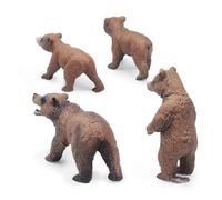 EMUKOEP Grizzly bear figures toy set, realistic forest animal figurines