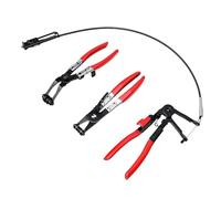 EMUKOEP Hose Clamp Pliers Set Hose Clamp Removal Tool Remover 3pc Spring Pliers Ratchet Lock Long Angled Flat Band with PVC Handle for Automotive Clamps