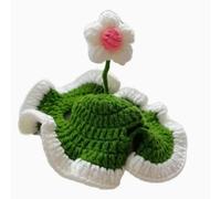 EMUKOEP Knitted Cat Hat, Cute Crochet Kitten Hat with Floral Design, Cat Costume Cap, Accessory for Costume Parties, Ideal for Pet Lovers (M)