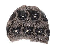 EMUKOEP Lady’s Lace Headscarf Hat, Beautiful Beaded Head Wrap for Women, Chic and Comfortable, Ideal for Fashionable Outfits (Black)