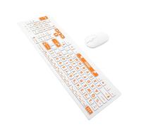 EMUKOEP Large Print Wireless Keyboard and Mouse Combo, 2.4G USB Receiver | Oversize Letters for Seniors, Quiet Keys, Plug and Play, Dual Color Layout, Home Office and Library Use