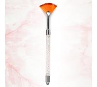 EMUKOEP Nail Polish Brush + Acrylic Handle, Pink 5.9 Inch, Neat Line Design, Suitable for Professional Nail Artists (Pink Crystal Stem Fan Pen)