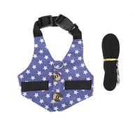 EMUKOEP Pet Leash Harness Set, Breathable Cotton Fabric with Stars for Small Rabbit Hamsters in Various Sizes (Star Suit S)