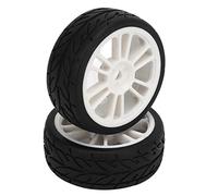 EMUKOEP RC Racing Tires Wheels Set 2PCS Premium Rubber Tires Plastic Hubs with Enhanced Grip Drifting Effect for ZD Racing 1/16 16426 S16 EX16 RC Car