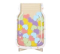 EMUKOEP Reward Jar for Kids, Solid Wood Magnetic Positive Behavior Incentive Jar with Tokens for Classroom Home Potty Training Chores Reading (Heart Style)