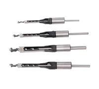 EMUKOEP Square Hole Drill Bit Set 4Pcs Alloy Steel 1/4in 5/16in 3/8in 1/2in Woodworking for Furniture Joints and Cabinet Making with Heat Treated Edges, U Shaped Channel for Chip Removal