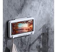 EMUKOEP Wall Power, Around 360°, Waterproof, Touch Screen Mobile Phone Case, Hold Bathroom, Kitchen, Mirror, Bathtub (White)