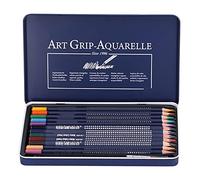 EMUKOEP Watercolour Pencils, Water Soluble Effect, Multifunctional Colouring Pencils Set for Adults and Solid Wood, 24 Pencils (12 Colours)